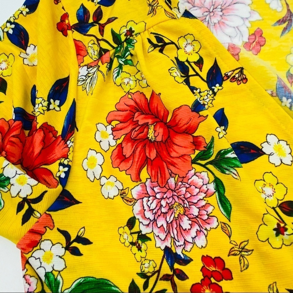 NAÏF Floral Faux Wrap Boho Chic Yellow Top Sz M - Picture 9 of 15